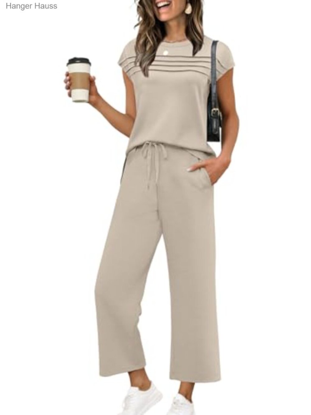 Two Piece Sets for Women Cap Sleeve Lounge Matching Sets Wide Leg Pants S-3XL